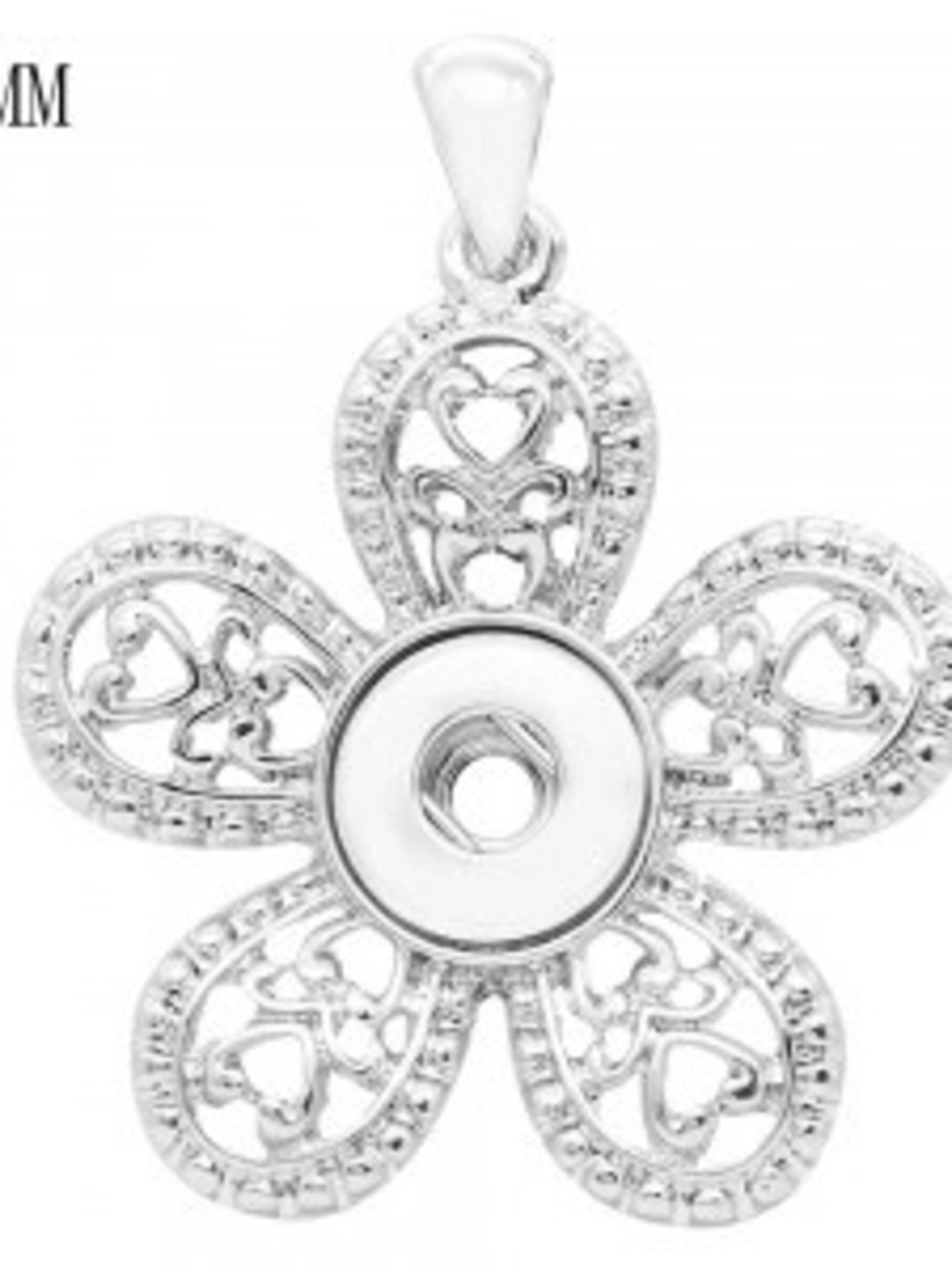 Silver Floral Snap Pendant Necklace Charm